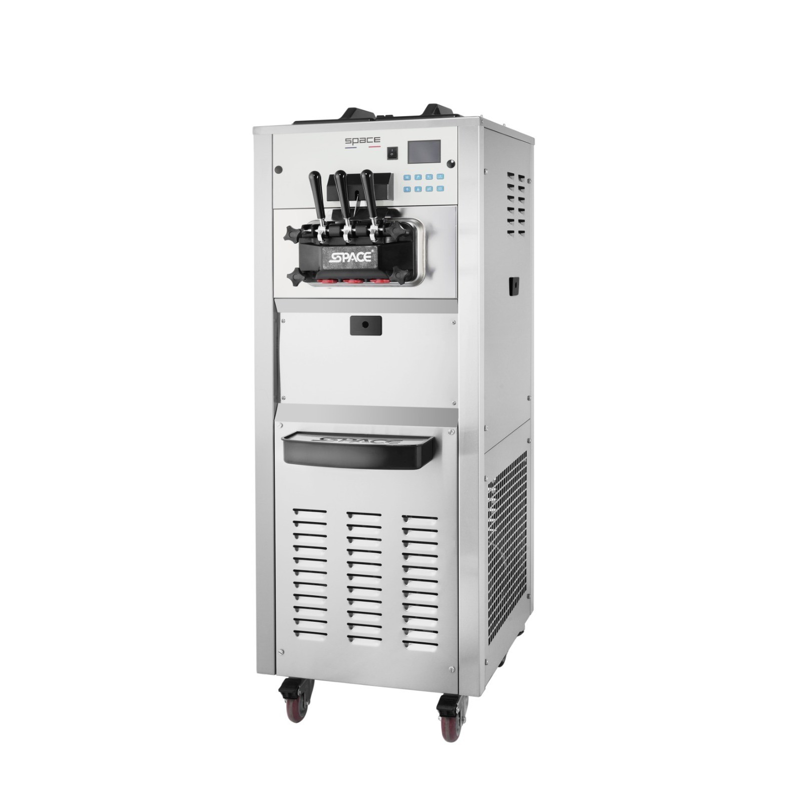 SPACE 6240 floor-standing two-flavour soft serve machine, front view with three dispensing handles