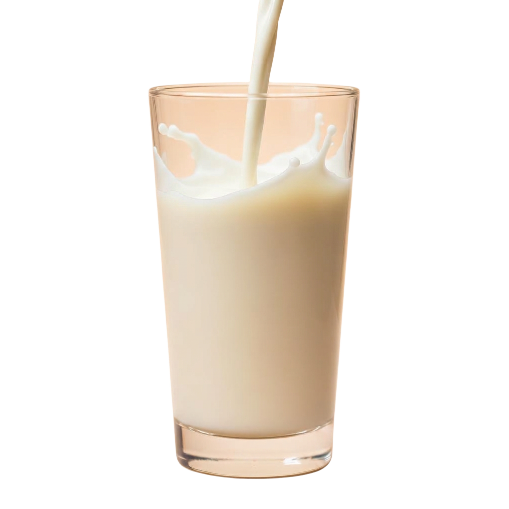 Milk poured into a glass as a drink base
