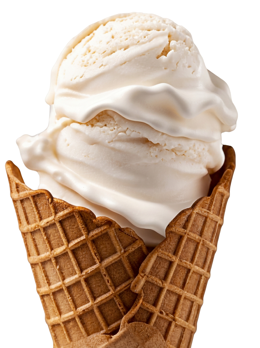 AEGA goat's milk ice cream in a waffle cone