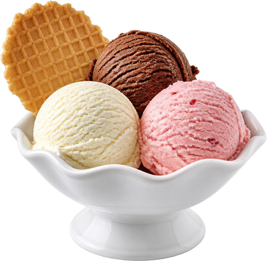 Scoops of hard ice cream in a serving dish